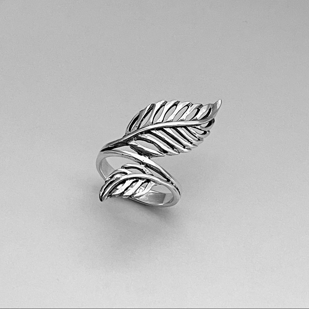 Sterling Silver Big Leaf Ring, Boho Ring, Silver … - image 1